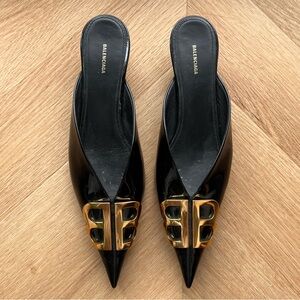 Balenciaga BB Patent Leather Kitten Heels, size 37